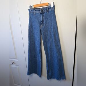 ZARA High Waisted Flare Bootcut Jeans Size 4 Blue 99% Cotton Stretch